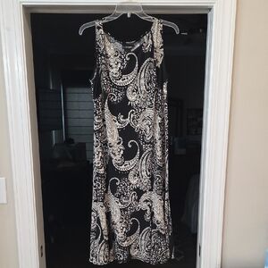 Lane Bryant Black and Cream Paisley Midi Dress
